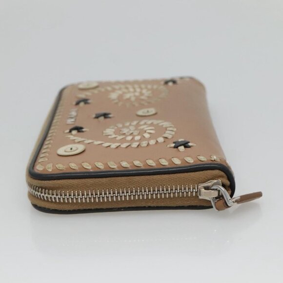 PRADA Long Wallet Leather Silver Beige Auth - Picture 4 of 16